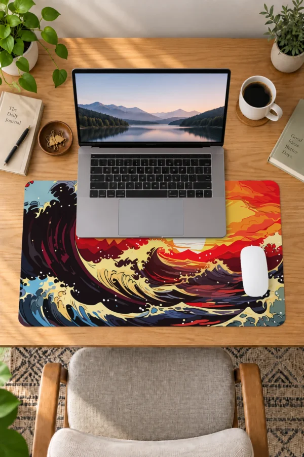 Kanagawa Sunset 60x40 Gaming Mousepad Kanagawa KK-28 Dizüstü Gaming Mousepad