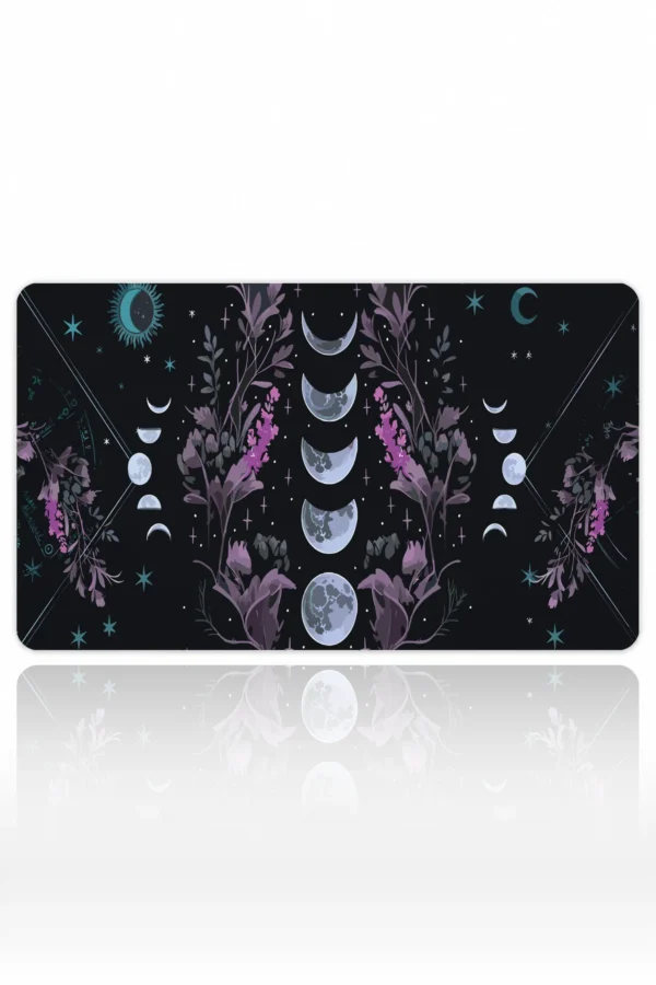 Night Flora 60x40 Gaming Mousepad Ay Evreleri Ve Mistik Çiçekler Temalı Tasarım Dizüstü Gaming Mousepad