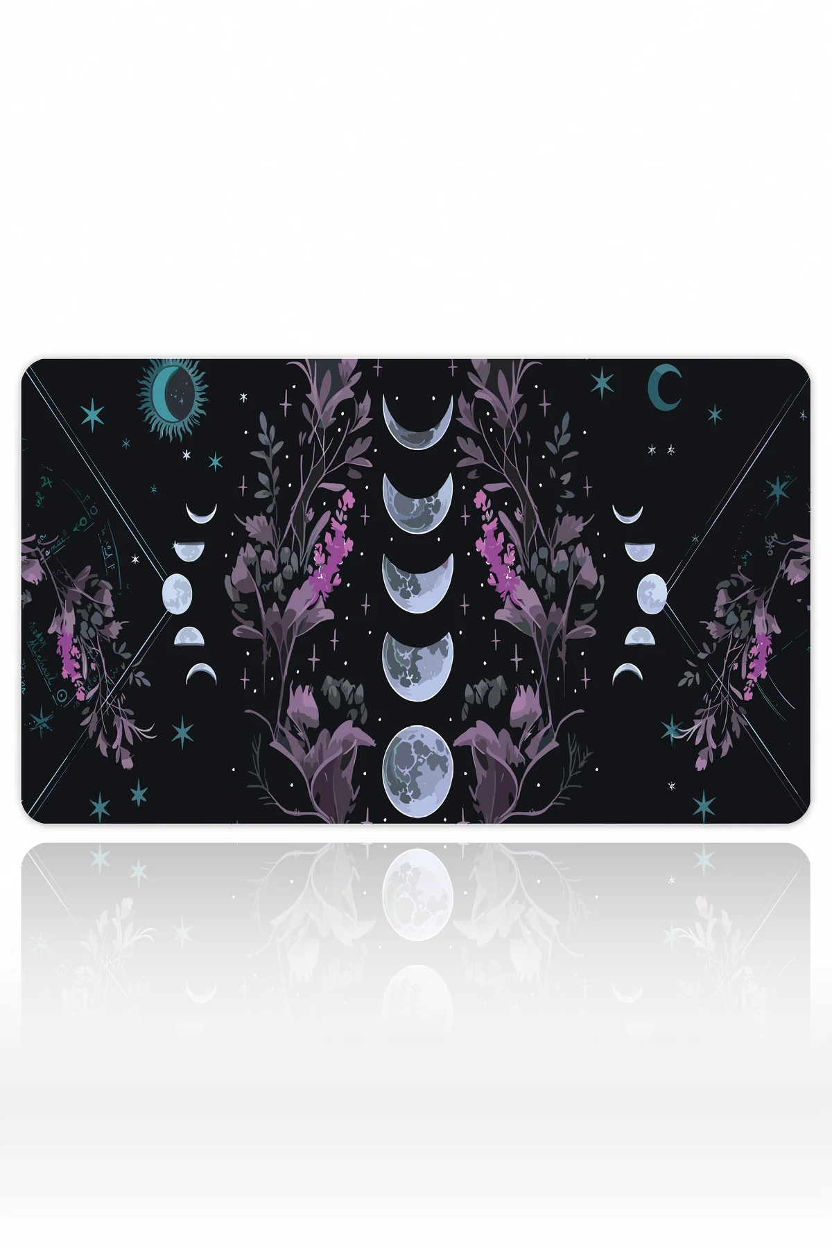 Night Flora 60x40 Gaming Mousepad Ay Evreleri Ve Mistik Çiçekler Temalı Tasarım Dizüstü Gaming Mousepad