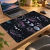 Night Flora 60x40 Gaming Mousepad Ay Evreleri Ve Mistik Çiçekler Temalı Tasarım Dizüstü Gaming Mousepad
