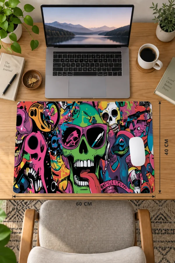Neon Skull Riot Dizüstü Gaming Mousepad