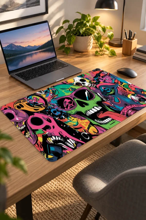 Neon Skull Riot Dizüstü Gaming Mousepad