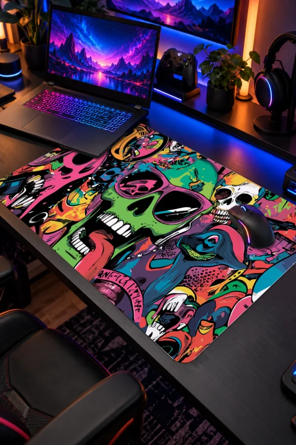 Neon Skull Riot Dizüstü Gaming Mousepad