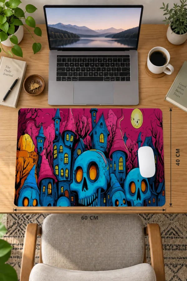 Neon Skull Hallowen Dizüstü Gaming Mousepad