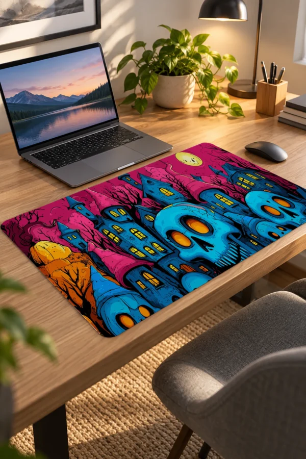 Neon Skull Hallowen Dizüstü Gaming Mousepad