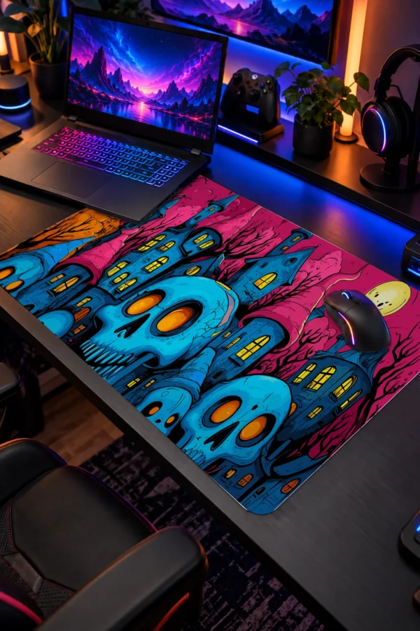 Neon Skull Hallowen Dizüstü Gaming Mousepad