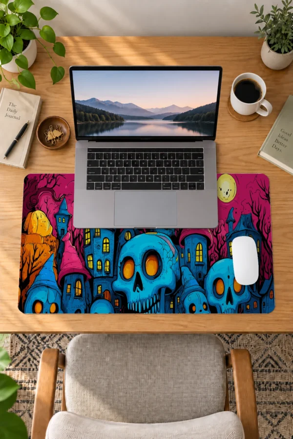 Neon Skull Hallowen Dizüstü Gaming Mousepad